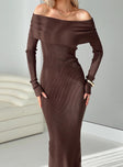 product Princess Polly Square Neck  Phylis Off The Shoulder Maxi Dress Chocolate