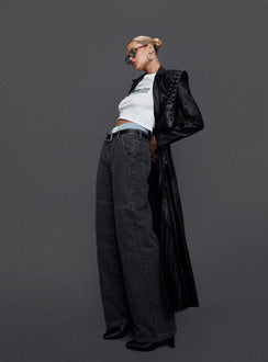 product Princess Polly High Waisted  Freedom Jeans Washed Charcoal