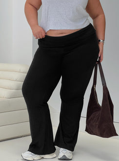 front view of model wearing Princess Polly Movement Yoga Pant Black Curve High Waisted Pants 