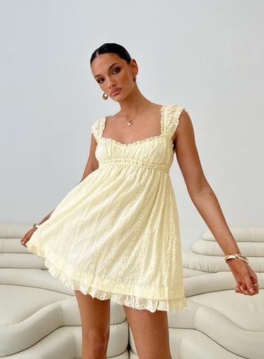 strapless open back dress Nellie Mini Dress Yellow Floral main image 1