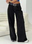 Princess Polly Mid Rise  Naylor Wide Leg Jeans Washed Black Denim