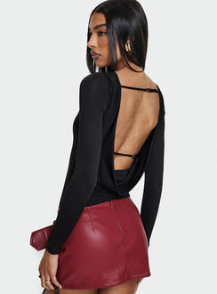 back view of model wearing Princess Polly Quinby Backless Long Sleeve Bodysuit Full Sleeves High Neck 