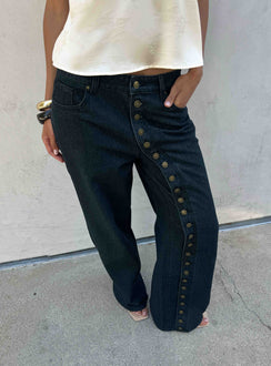 Introducing Penny Mid Rise Straight Leg Jeans Raw Denim in womens-jeans front view of model wearing Princess Polly