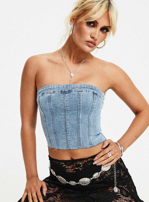 product Princess Polly Sleeveless Square Neck  Houser Top Denim