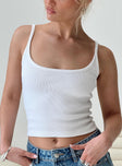 Singlet top Slim fitting, scoop neckline, fixed straps, ribbed material Good stretch, unlined