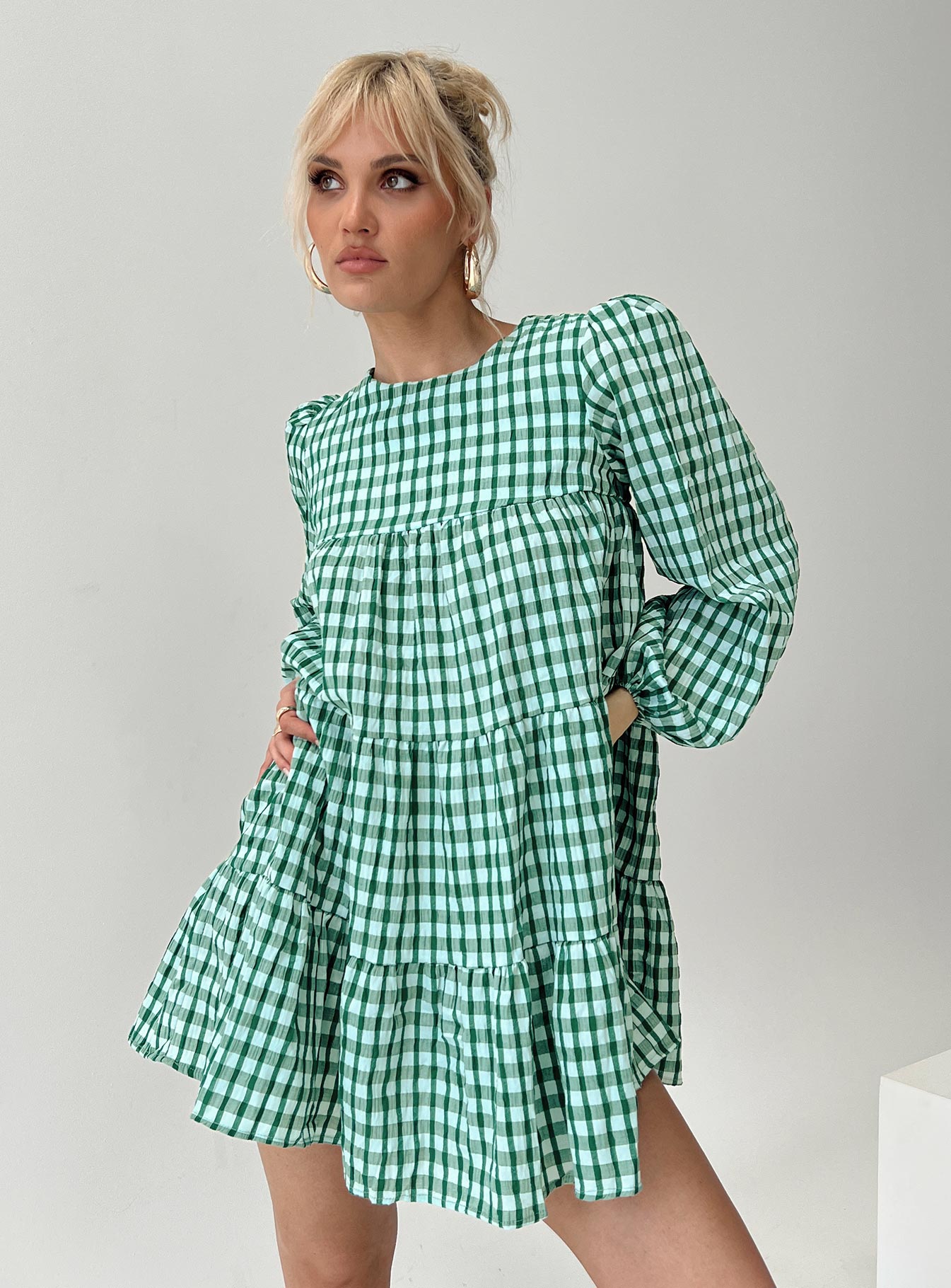 Long sleeve hotsell checkered dress