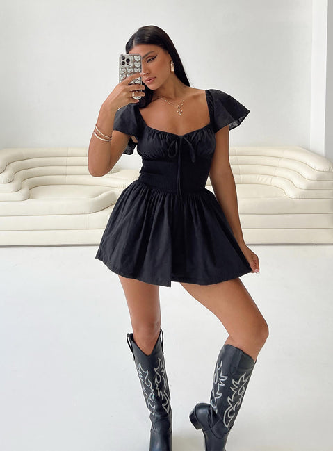 Front Row Romper Black