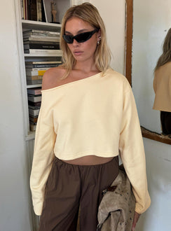 Retreat Raw Edge Off Shoulder Jumper Buttercream