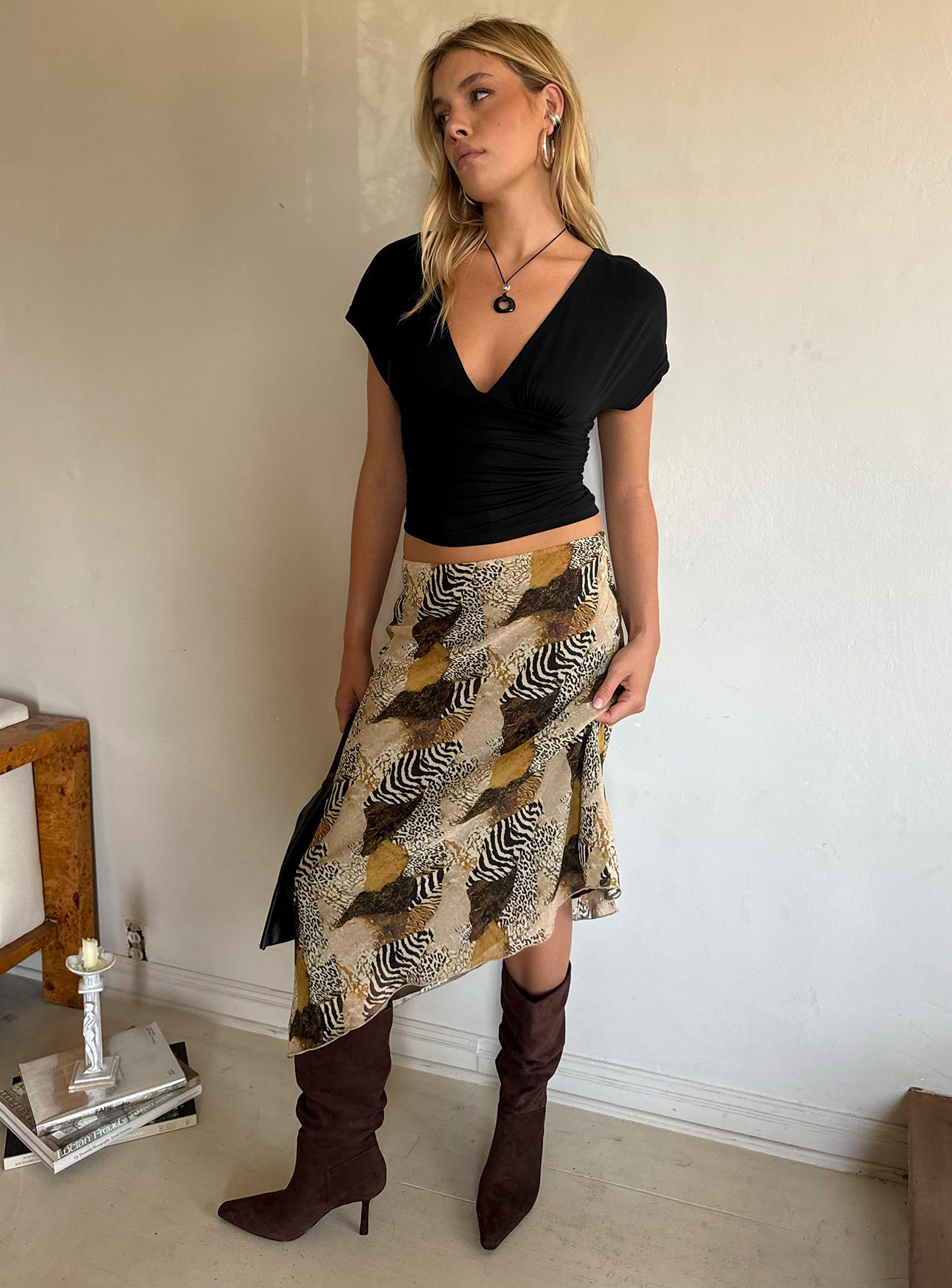 Suella Asymmetrischer Midirock Animal Multi