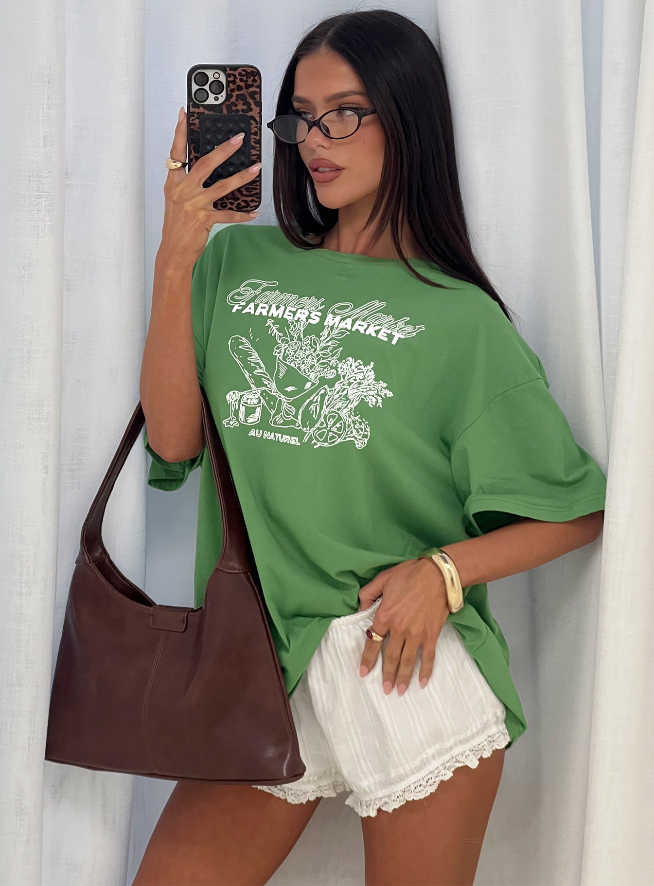 Farmers Market Oversized Graphic Tee Green