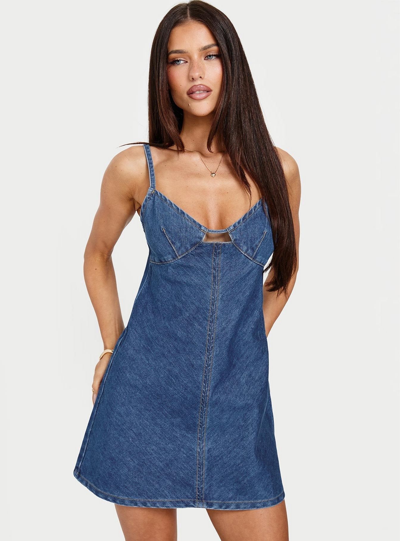 Arwen Denim Mini Dress Blue | Princess Polly