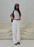 side view of model wearing Princess Polly Beach House Pants White High Waisted Pants 