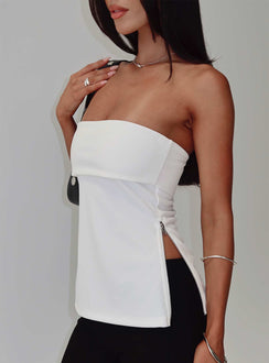 back view of model wearing Princess Polly Express Yourself Zip Side Top White Sleeveless straight 
