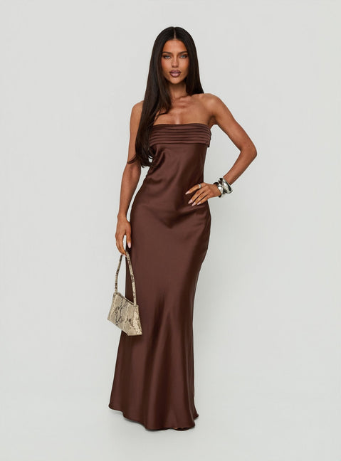 Khalotte Strapless Maxi Dress Brown