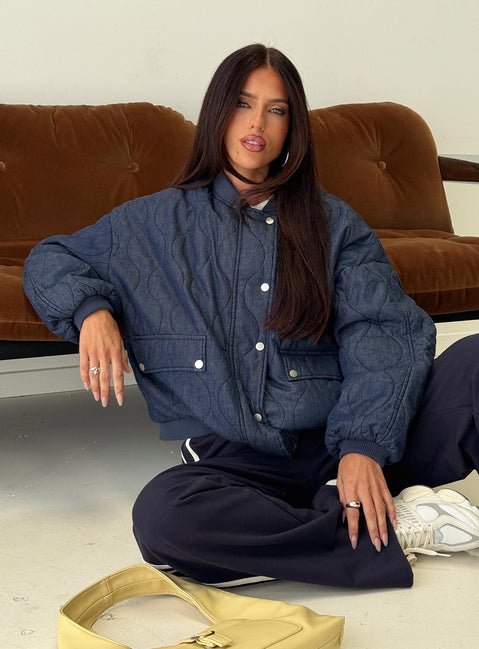 Stick Season Quilted Jacket Navy