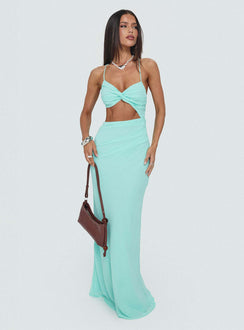 No Control Keyhole Maxi Dress Aqua