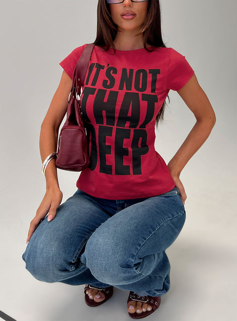 It's Not That Deep Graphic Baby Tee Red