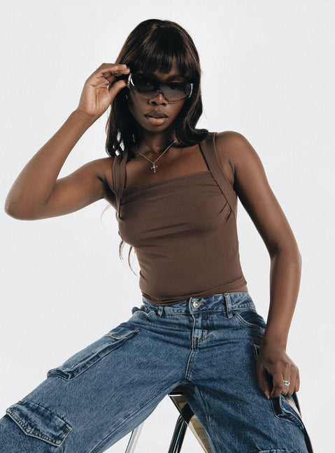 product Princess Polly Sleeveless High Neck  Hadlow Top Brown