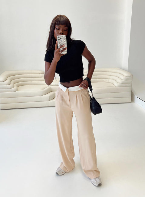 product Princess Polly High Waisted Pants  Lacro Pants Beige