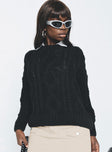 Front view of model wearing  front Anaya Oversized Sweater Black Princess Polly  