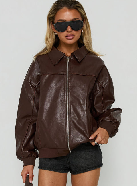 Goldsmith Bomberjacke aus Kunstleder, Braun