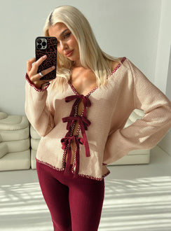 back view of model wearing Princess Polly Kiss Goodbye Knit Cardigan Multi Long 