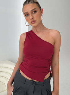 product Princess Polly Sleeveless Asymmetric Neckline  Liotta One Shoulder Top Burgundy