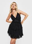 Princess Polly Plunger  Hollander Mini Dress Black