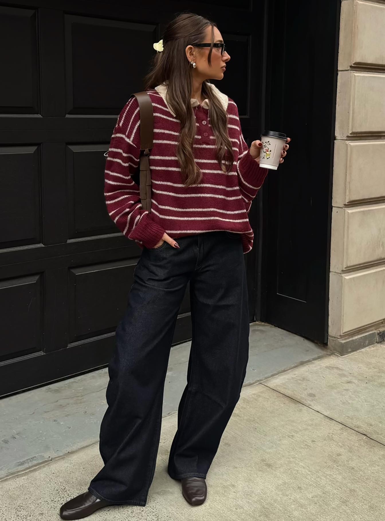 front view of model wearing Princess Polly Rising Sun Jersey Crimson Longline Jumpers 