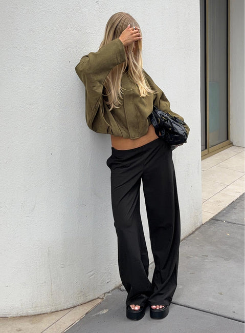 Khane Low Rise Wide Leg Trouser Black