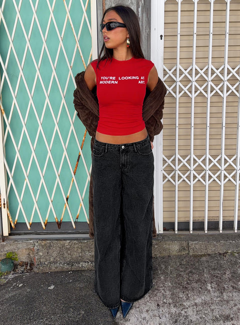 Ramos Low Rise Denim Jeans Washed Black