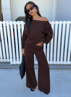 Wellness Off The Shoulder Pullover Braun