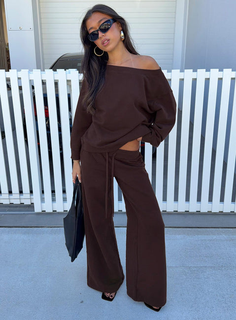 Wellness Off The Shoulder Pullover Braun