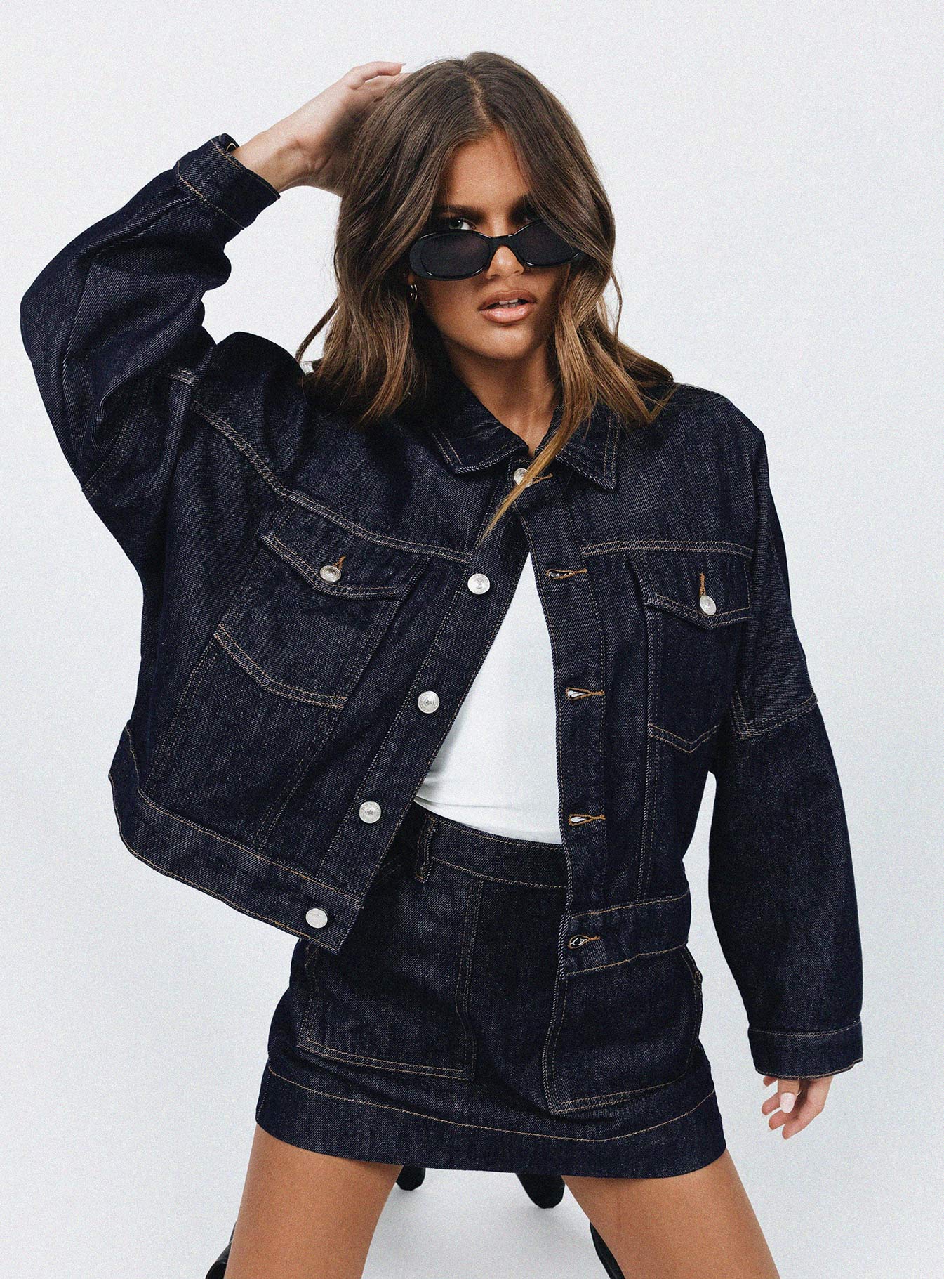 Hughes Jacket Dark Wash Denim | Princess Polly