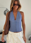 Serefina Halter Top Blue Slate