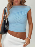 Mesh crop top High neckline, ruched design Good stretch, fully lined