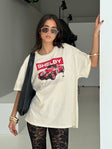 side view of model wearing Princess Polly 16 Shelby Tee White Half Sleeves Crew Neck 