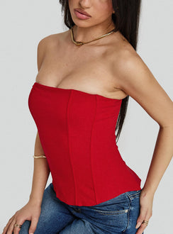 Kaetlyn Strapless Corset Top Red