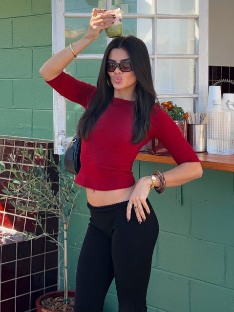 Elaia 3/4 Sleeve Top Red