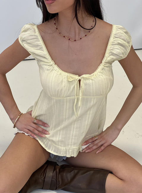 Lainee Babydoll Tie Up Top Yellow