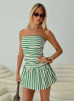 front view of model wearing Princess Polly Montebello Strapless Mini Dress Multi Straight Neck 