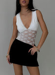 front view of model wearing Princess Polly Ditalini Bodysuit White Sleeveless 