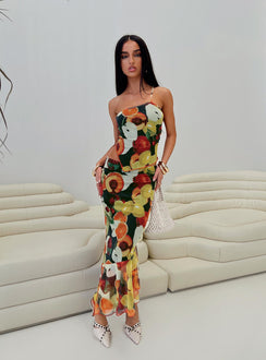   side view of model wearing Princess Polly Taila Maxi Skirt Multi Maxi 