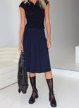 Elaila Pleat Midi Skirt Navy