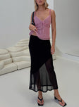   front view of model wearing Princess Polly Dauntless Sheer Maxi Skirt Black Maxi 