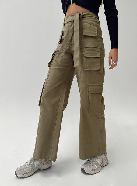 Princess Polly high-rise  Locket Utility Cargo Pants Olive