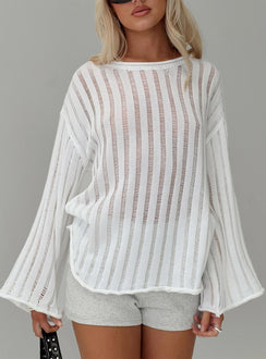front view of model wearing Princess Polly Ambra Sweater White 