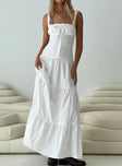 back view of model wearing Princess Polly Heart Shaped Maxi Dress White Square Neck 