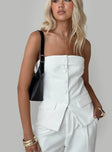 front view of model wearing Princess Polly Change It Up Strapless Top White Sleeveless straight 