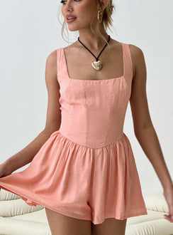 Silky romper Fixed shoulder straps, gathered waist, twin hip pockets, invisible zip fastening at back 